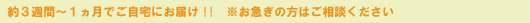 14日でご自宅にお届け！！※お急ぎの方はご相談ください。